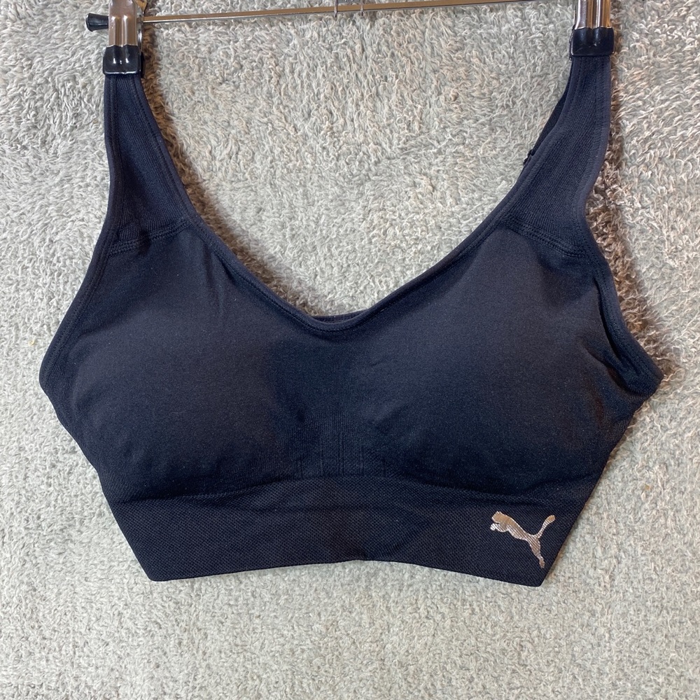 PUMA Sports Bra  Womens Small Black Drycell Seamless Activewear Sports Pullover